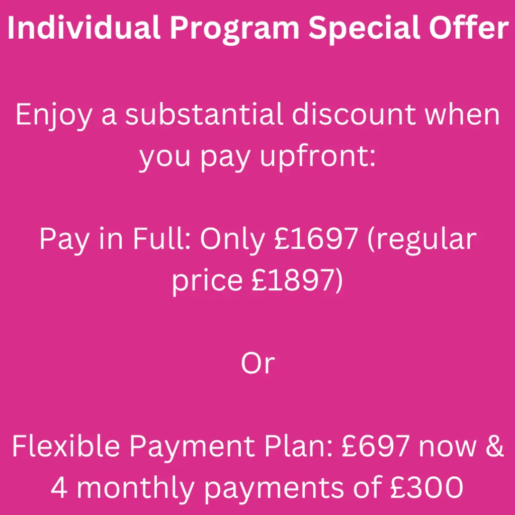 Independent Program special offer pricing breakdown for paying up front and the flexible payment plan option to pay £697 now and 4 monthly payments of £300