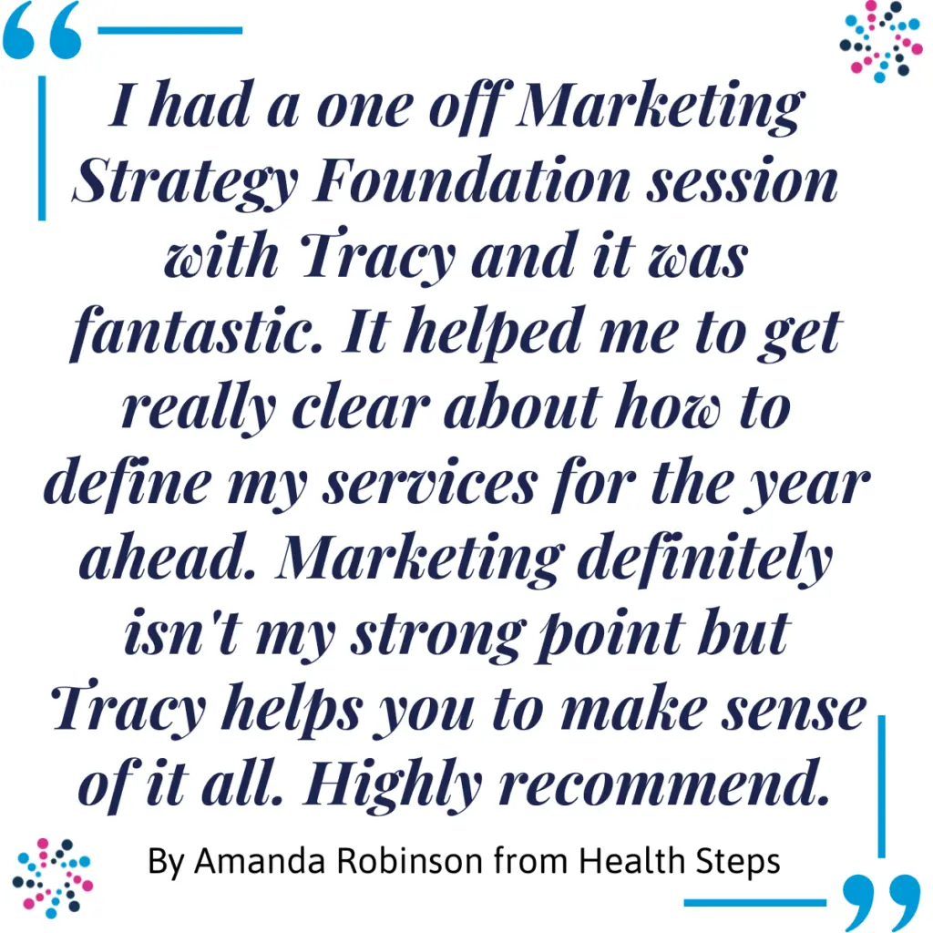 Marketing Strategy Foundation Session testimonial from Amanda Robinson, owner of Health Steps